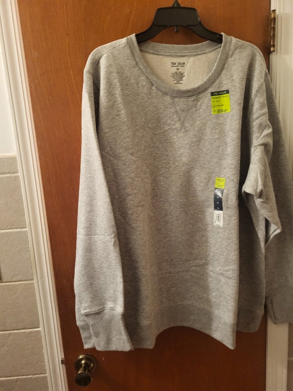 Tek Gear Ultrasoft Fleece Crewneck Sweatshirt Gray Heather Plus 3X NWT